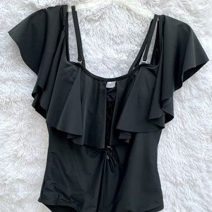 Womens Tummy Control Bathing Suit One Pieces Swimsuit Size L Black